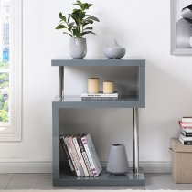 Albania High Gloss 3 Tiers Shelving Unit In Grey