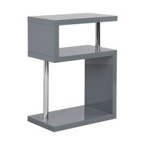 Albania High Gloss 3 Tiers Shelving Unit In Grey