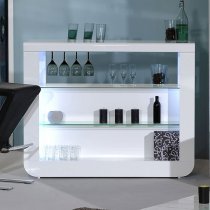 Fiesta High Gloss Bar Table Unit In White With LED Lighting