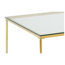 Alluras Large Clear Glass End Table With Gold Metal Frame