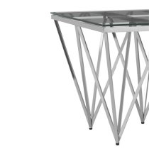 Alluras Clear Glass End Table With Silver Spike Frame