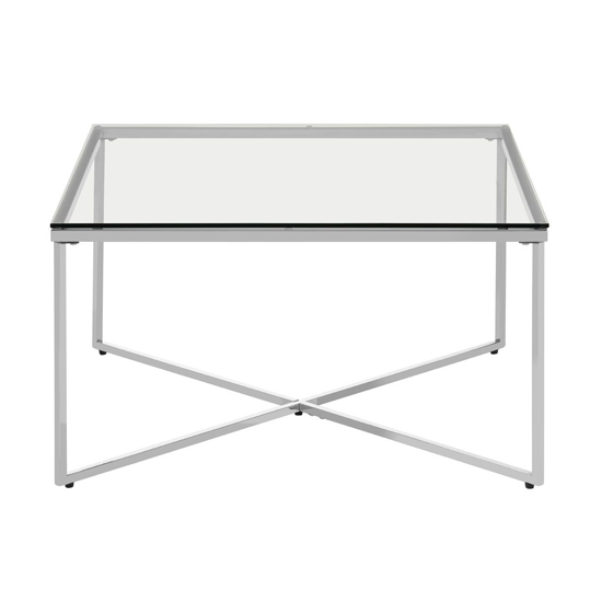 Alluras Clear Glass End Table With Silver Metal Frame