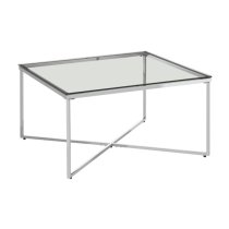 Alluras Clear Glass End Table With Silver Metal Frame