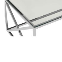 Alluras Clear Glass Coffee Table With Silver Cross Steel Frame