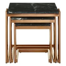 Alvara Black Marble Top Nest Of 3 Tables With Rose Gold Frame