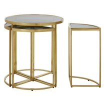 Acox Round Black Glass Top Nest Of 5 Tables With Gold Frame