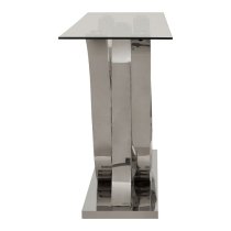 Armanda Glass Console Table With Curved Stainless Steel Base