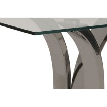 Armanda Glass Console Table With Curved Stainless Steel Base