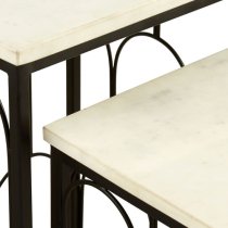 Casa Square Marble Set Of 2 Side Tables With Black Metal Frame