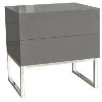 Strada High Gloss Bedside Cabinet With 2 Drawers In Grey