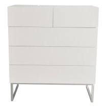 Strada High Gloss Chest Of 5 Drawers In White