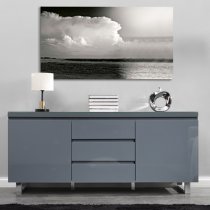 Sydney Large High Gloss Sideboard With 2 Door 3 Drawer In Grey