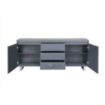 Sydney Large High Gloss Sideboard With 2 Door 3 Drawer In Grey