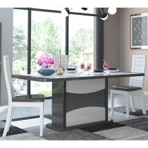 Zaire Extending High Gloss Dining Table In White And Grey