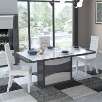 Zaire Extending High Gloss Dining Table In White And Grey