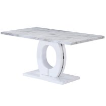 Halo High Gloss Dining Table In Magnesia Marble Effect