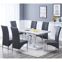 Halo High Gloss Dining Table In Magnesia Marble Effect