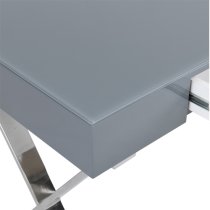 Mayline Glass Top High Gloss Laptop Desk In Grey