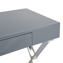 Mayline Glass Top High Gloss Laptop Desk In Grey