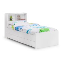 Magaly Bookcase Bed In White High Gloss With Underbed Drawers