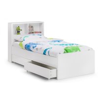 Magaly Bookcase Bed In White High Gloss With Underbed Drawers