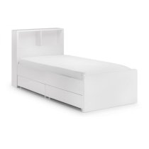 Magaly Bookcase Bed In White High Gloss With Underbed Drawers