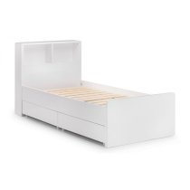 Magaly Bookcase Bed In White High Gloss With Underbed Drawers