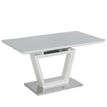 Atmiro Glass Extending Dining Table In White And Grey Gloss