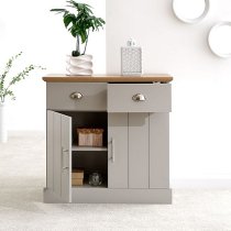 Kirkby Compact Sideboard In Grey With Oak Effect Top