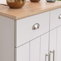 Kirkby Compact Sideboard In Grey With Oak Effect Top