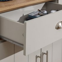 Kirkby Large Sideboard In Grey With Oak Effect Top