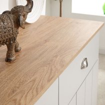 Kirkby Large Sideboard In Grey With Oak Effect Top