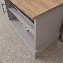 Kirkby Wooden Small TV Stand In Grey With Oak Effect Top