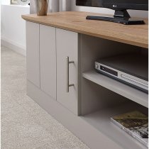 Kirkby Wooden Small TV Stand In Grey With Oak Effect Top