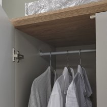 Kirkby Wardrobe In Soft Grey With Oak Effect Top