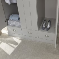 Kirkby Wide Wardrobe In Soft Grey With Oak Effect Top