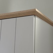 Kirkby Wide Wardrobe In Soft Grey With Oak Effect Top