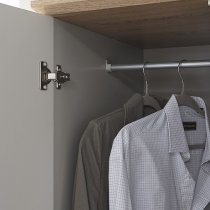 Kirkby Wide Wardrobe In Soft Grey With Oak Effect Top