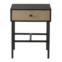 Marvale Wooden Bedside Cabinet With 1 Drawer In Black Natural