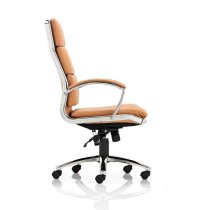 Olney Bonded Leather Office Chair In Tan With Arms High Back