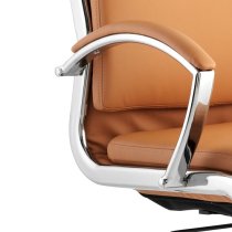 Olney Bonded Leather Office Chair In Tan With Arms High Back