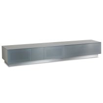 Elements Wooden TV Stand With 3 Glass Doors In Grey