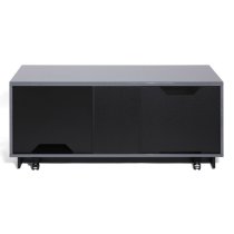 Elements XL Wooden TV Stand With 2 Glass Doors In Grey