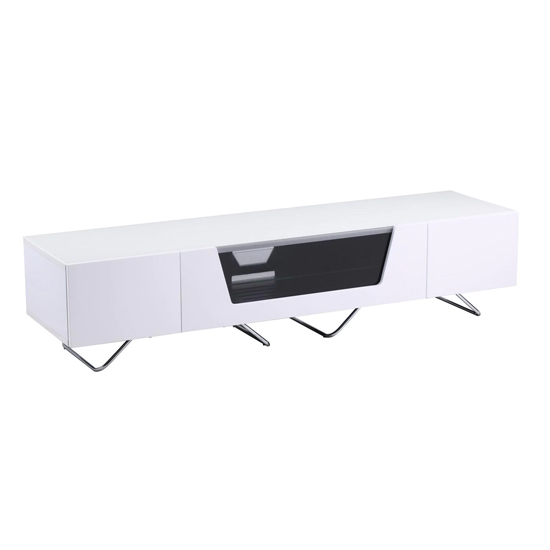 Chroma Large High Gloss TV Stand With Steel Frame In White