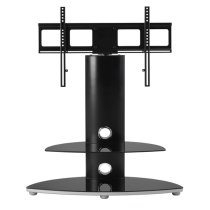 Osama Glass TV Stand With 2 Shelf And Bracket In Black