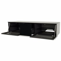 Elements Small Wooden TV Stand With 2 Glass Doors In Black