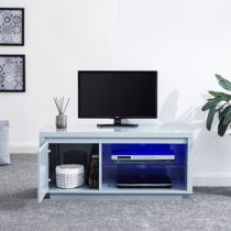 Powick TV Stand In Grey High Gloss With LED Lighting