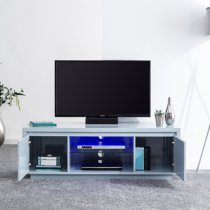 Powick Large TV Stand In Grey High Gloss With LED Light