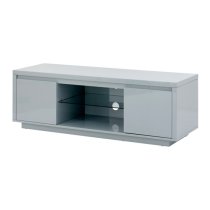 Powick Large TV Stand In Grey High Gloss With LED Light