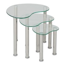 Cayenne Clear Glass Nest of 3 Tables With Chrome Legs